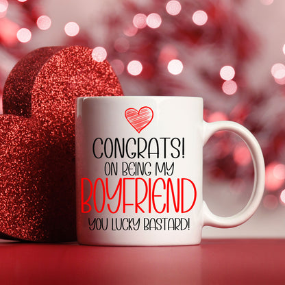 Funny friend Mug and/or Coaster Gift “Congrats On Being My Girlfriend / Boyfriend”