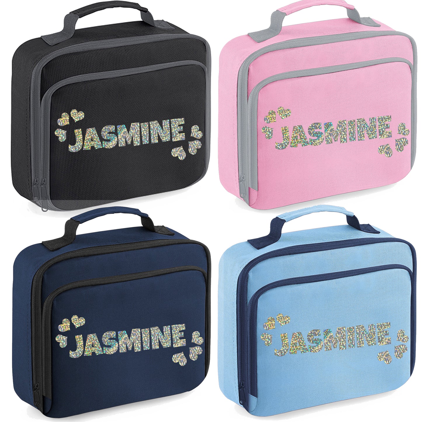 Personalised Lunch Bag with Name & Hearts Childs School Lunch Box  - Always Looking Good -   