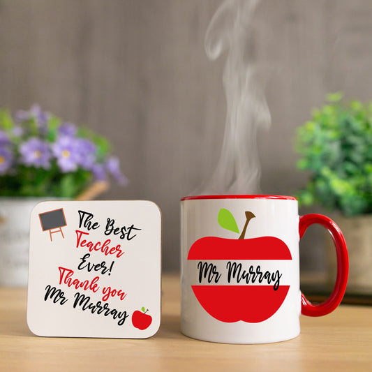 Personalised Teacher Thank you Gift Mug &/or Coaster Set