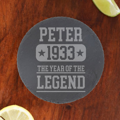 ANY Birthday Year Of The Legend Engraved Personalised Birthday Wine Glass & Coaster  - Always Looking Good -   