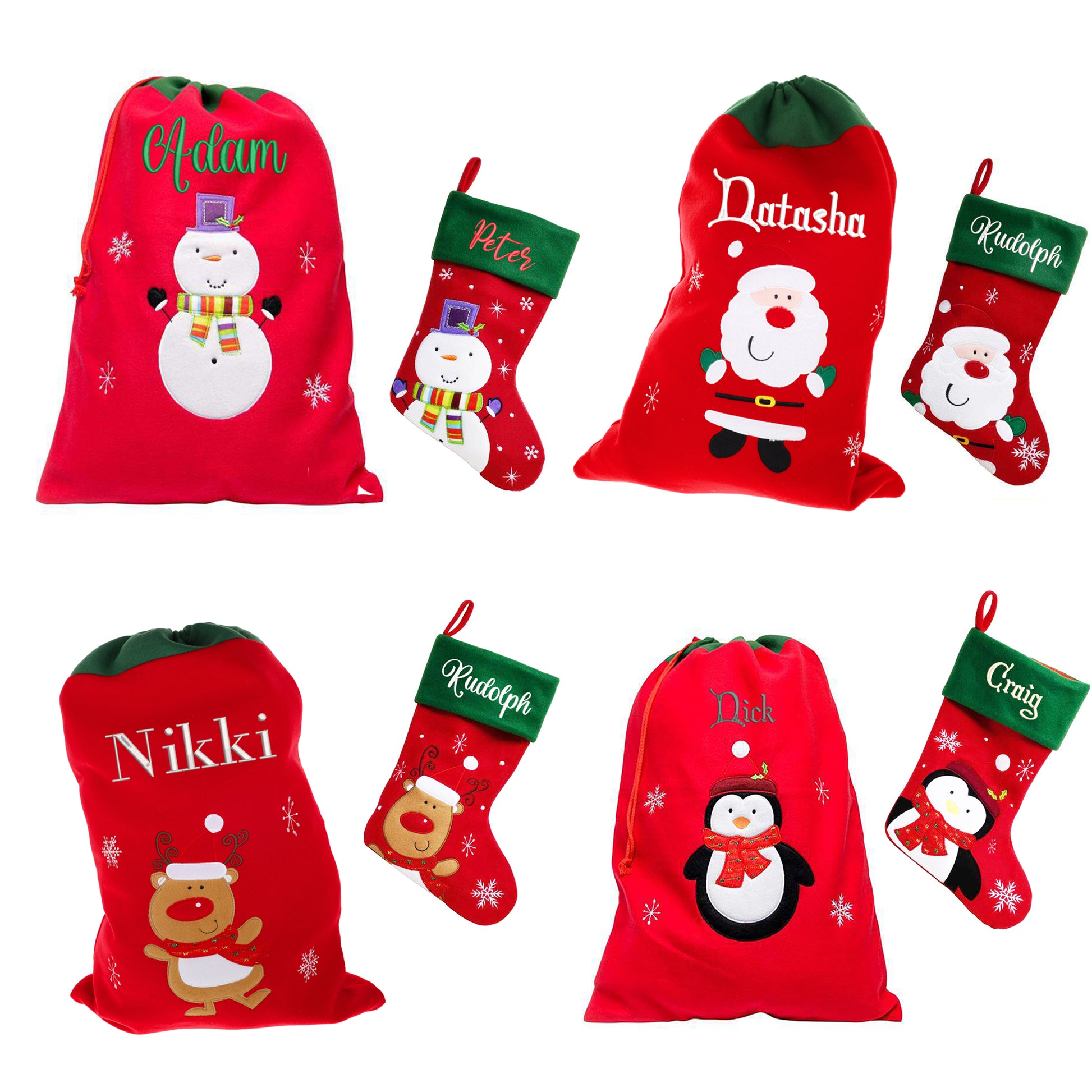 Personalised Embroidered Large Christmas Red Santa Sack and/or Stocking  - Always Looking Good -   