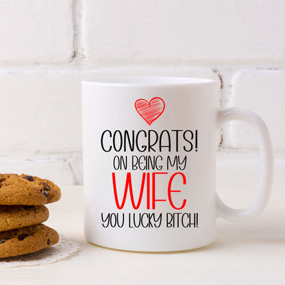 Funny Husband/Wife Mug and/or Coaster Gift “Congrats On Being My Husband/Wife”