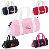 Personalised Name & Initial Barrel Bag | Kids School Holdall with Name