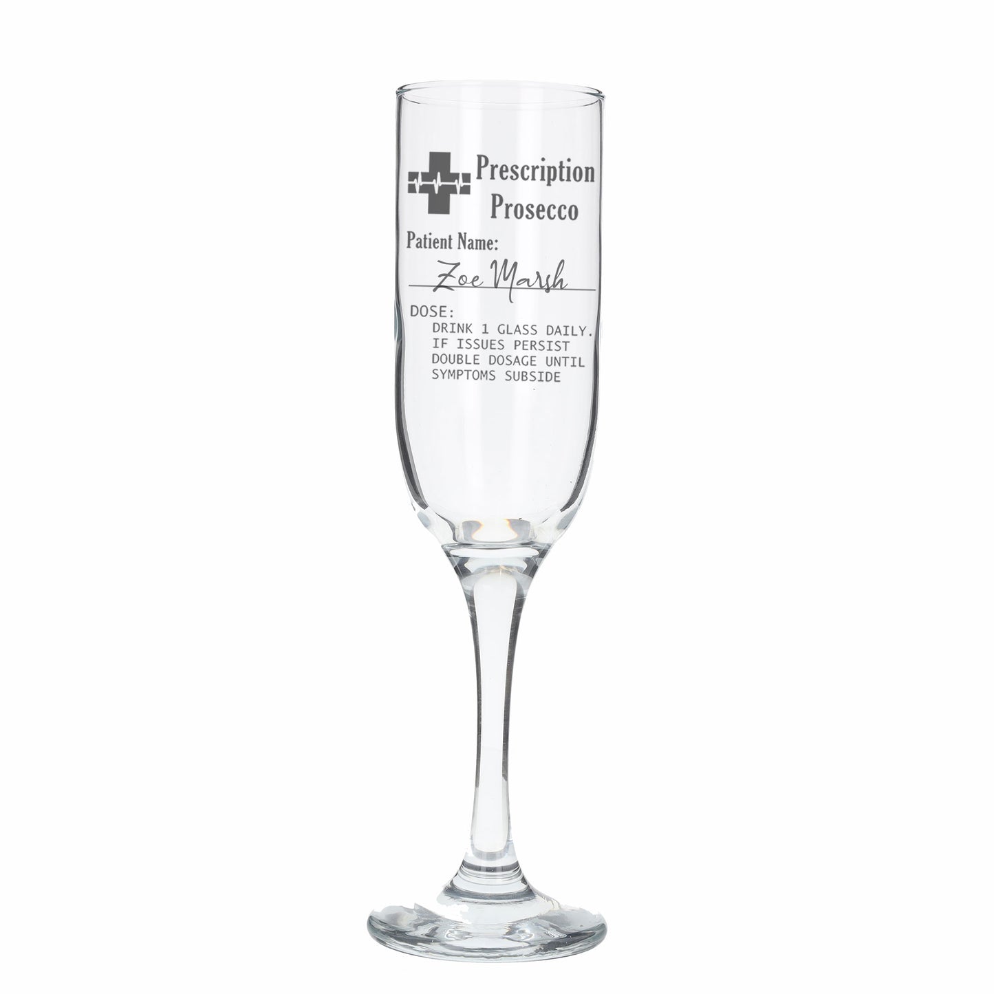 Personalised Engraved Prescription Prosecco Glass Gift