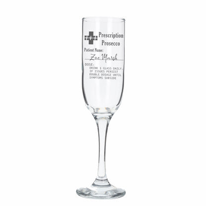 Personalised Prosecco Glass Gift with Engraved Prescription