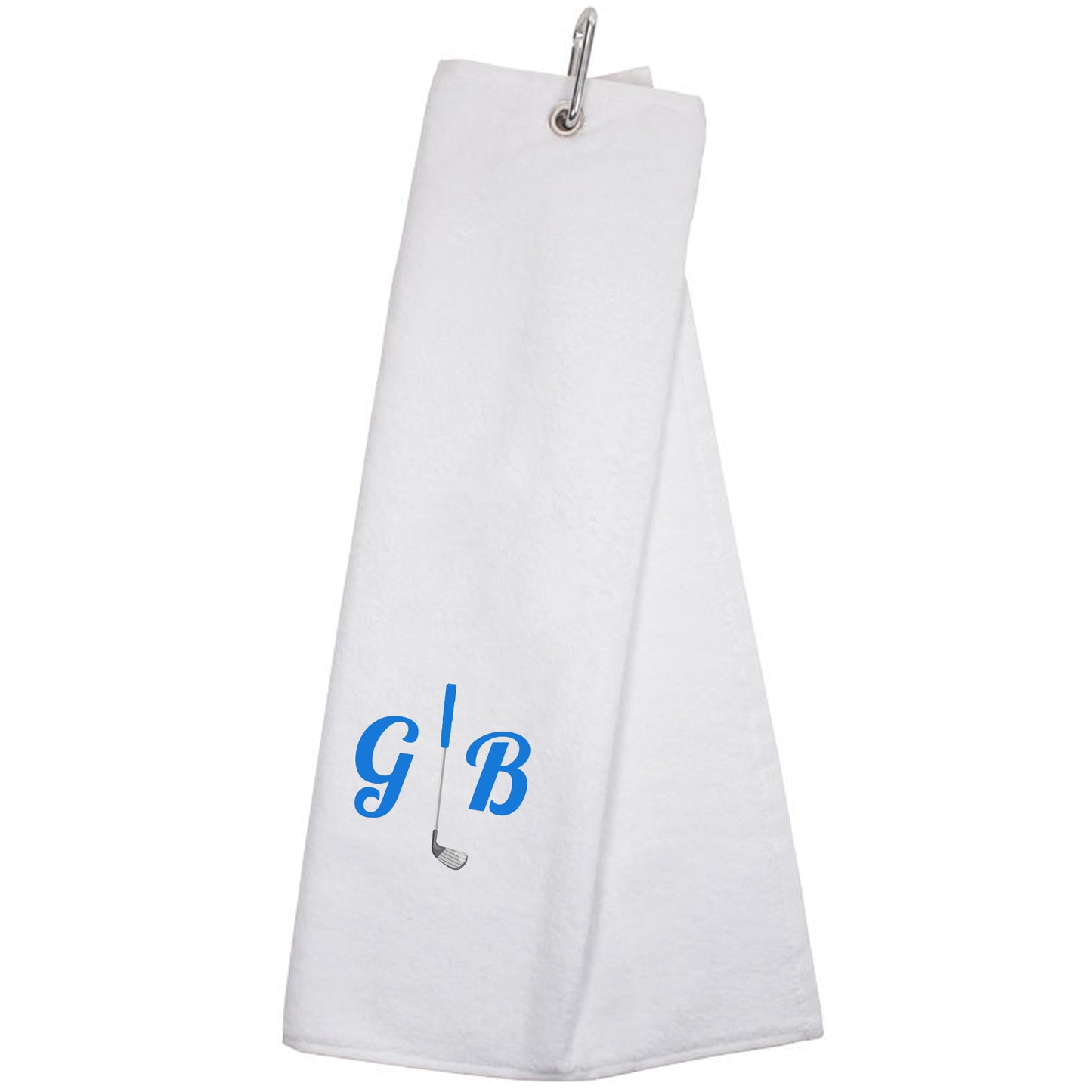 Personalised GOLF Towel - Embroidered Trifold Towel with Carabiner Clip