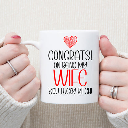 Funny Husband/Wife Mug and/or Coaster Gift “Congrats On Being My Husband/Wife”