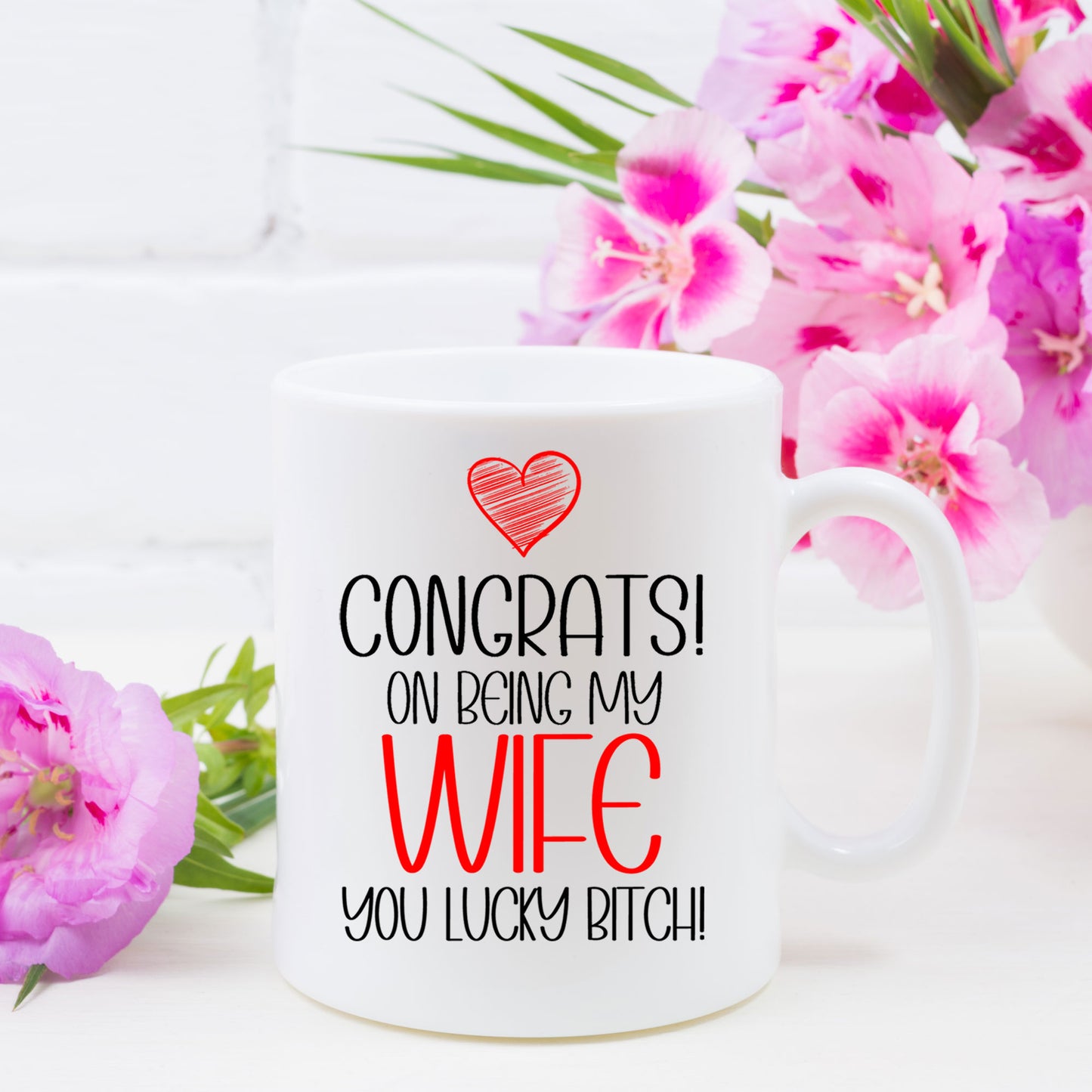 Funny Husband/Wife Mug and/or Coaster Gift “Congrats On Being My Husband/Wife”