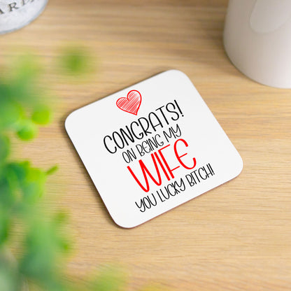 Funny Husband/Wife Mug and/or Coaster Gift “Congrats On Being My Husband/Wife”