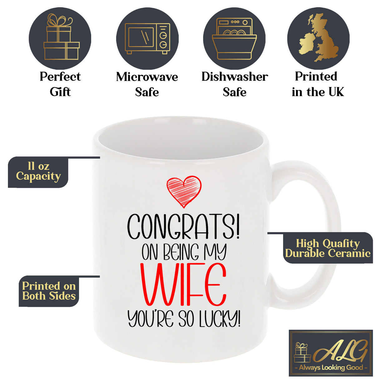 Congrats On Being My Wife Ceramic Mug – Funny Gift for a Wife