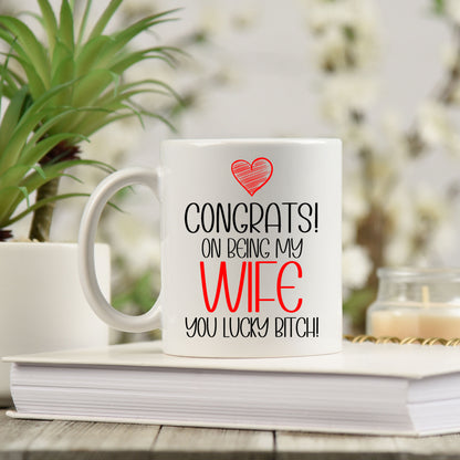 Funny Husband/Wife Mug and/or Coaster Gift “Congrats On Being My Husband/Wife”