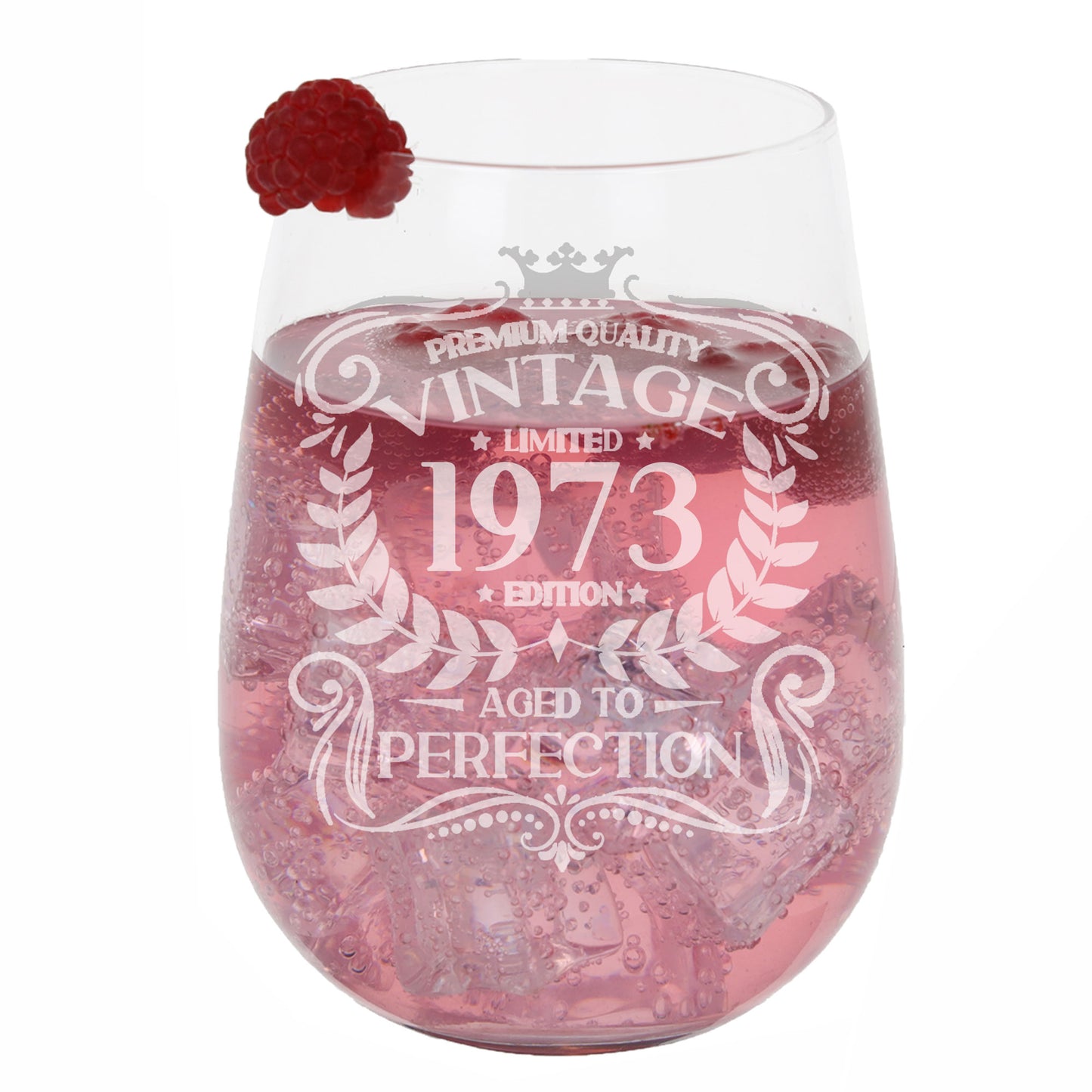 Vintage 1973 50th Birthday Engraved Stemless Gin Glass Gift  - Always Looking Good -   