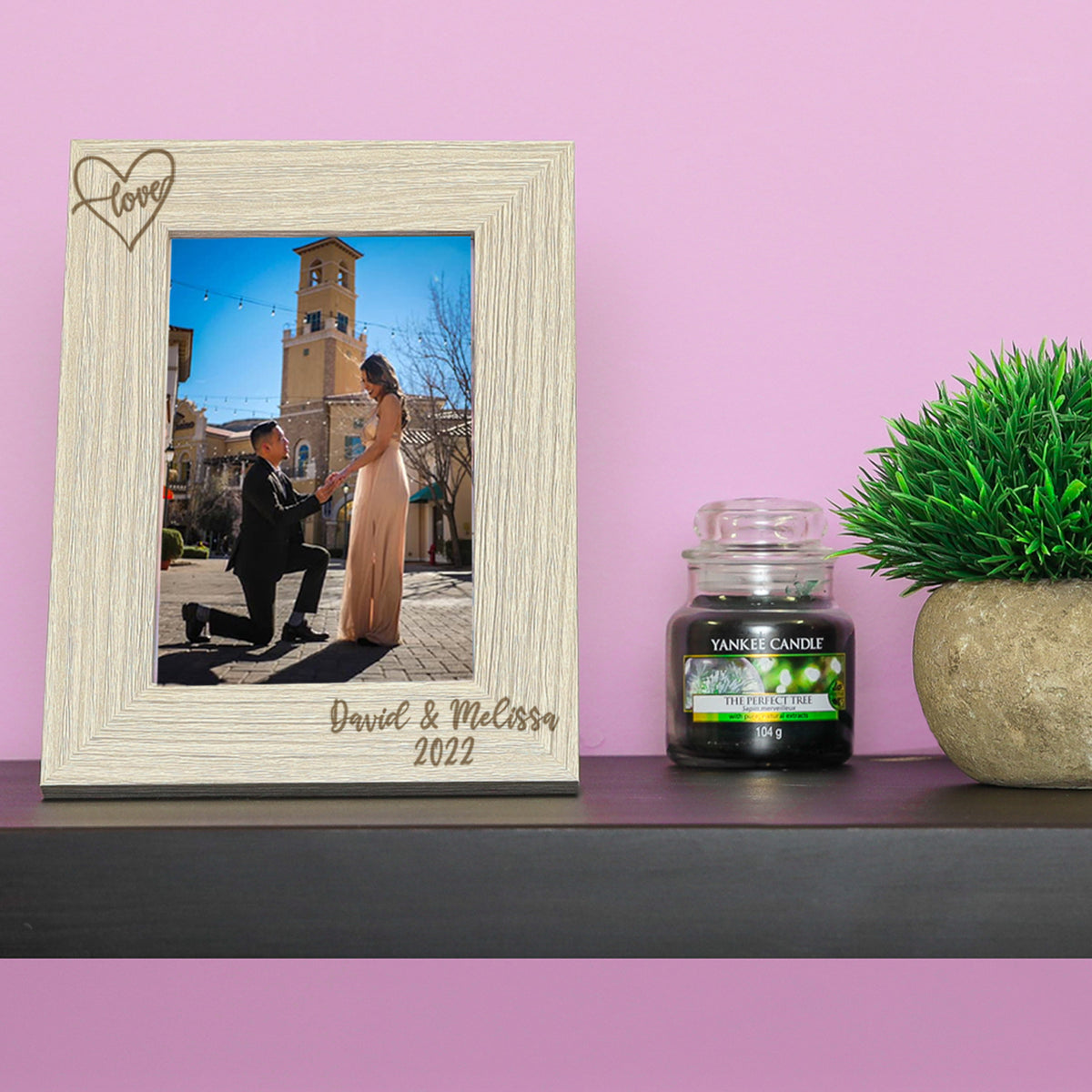 Personalised Engraved Couples Photo Frame - Name and Heart Design  - Always Looking Good -   