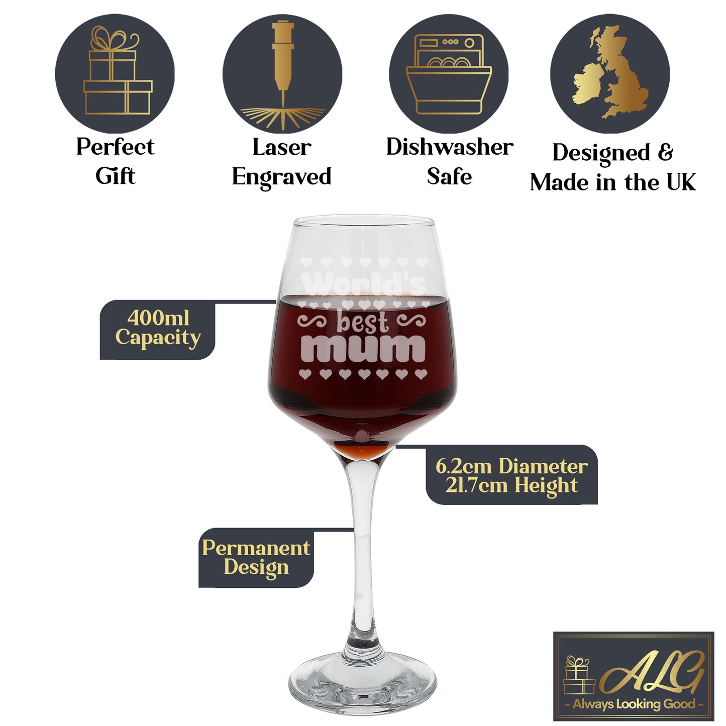 World's Best Mum Engraved Wine Glass and/or Coaster  - Always Looking Good -   