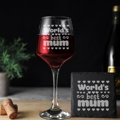 World's Best Mum Engraved Wine Glass and/or Coaster  - Always Looking Good -   