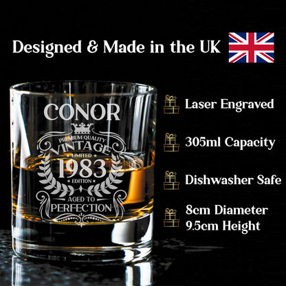 Personalised Engraved Vintage Birthday Design Glass and/or Coaster Gift  - Always Looking Good - Whisky Glass Glass Only 