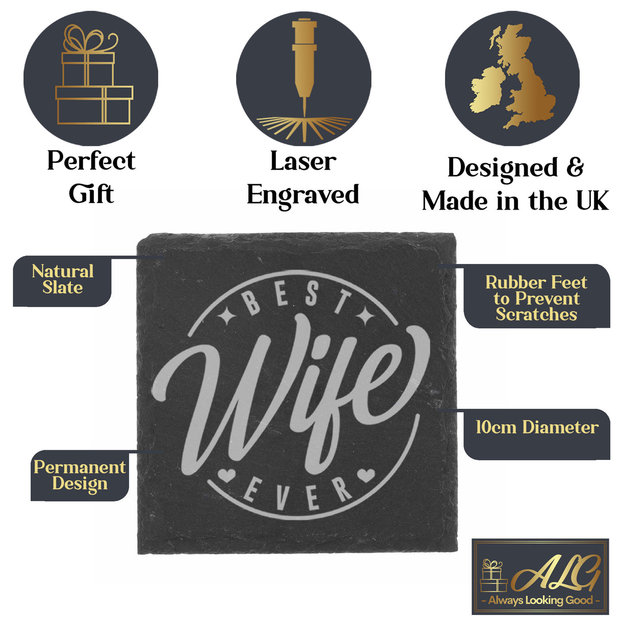 Best Wife Ever Engraved Whisky Glass and/or Coaster  - Always Looking Good -   Whisky Glass Gift