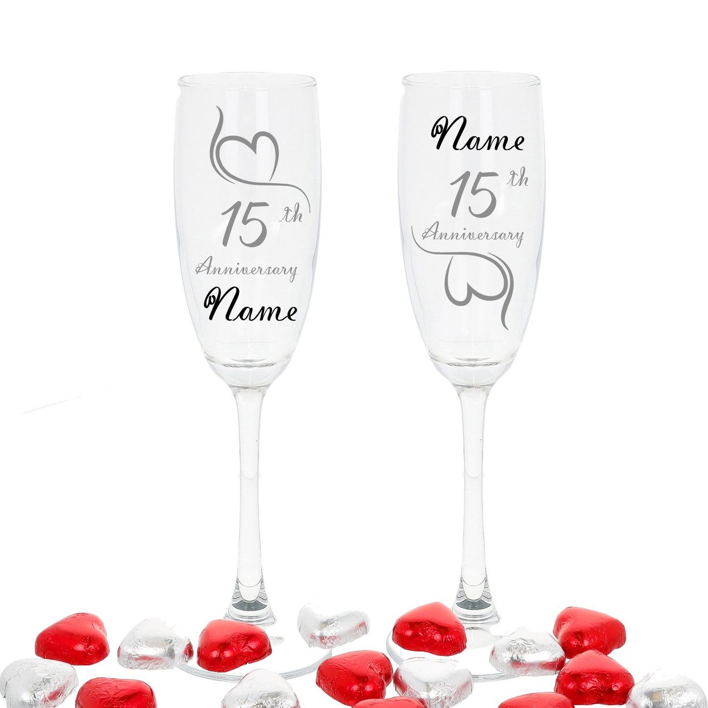 Engraved 15th Crystal Wedding Anniversary Personalised Engraved Champagne Glass Gift Set  - Always Looking Good -   