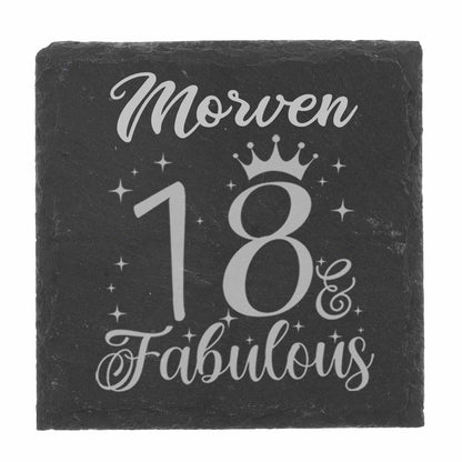 18 & Fabulous18th birthday keepsake Engraved Wine Glass and/or Coaster Set  - Always Looking Good -   