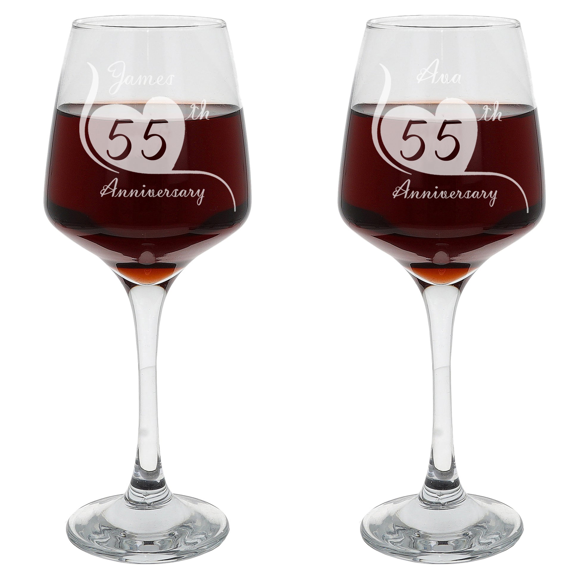 Engraved 55th Emerald Wedding Anniversary - Personalised Wine Glass Gift Set  - Always Looking Good -   