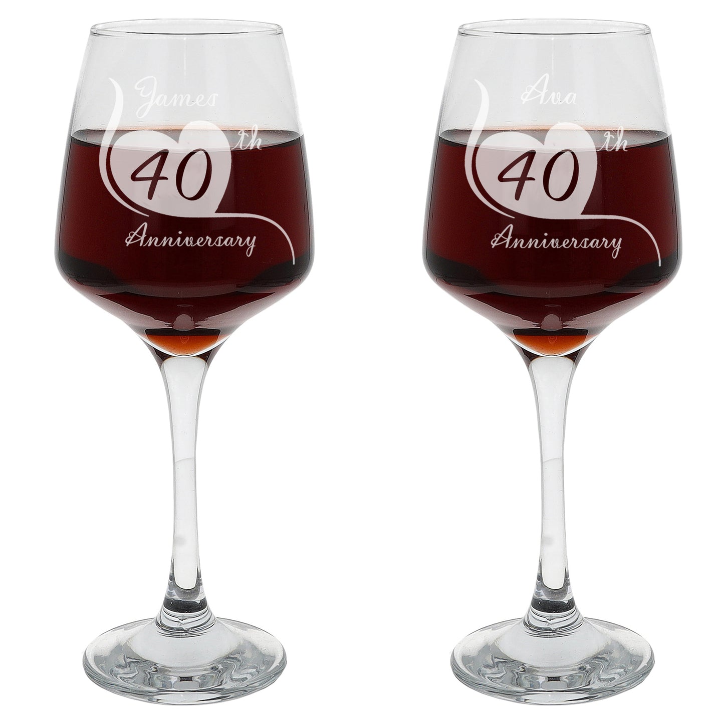 Engraved 40th Ruby Wedding Anniversary - Personalised Wine Glass Gift Set  - Always Looking Good -   