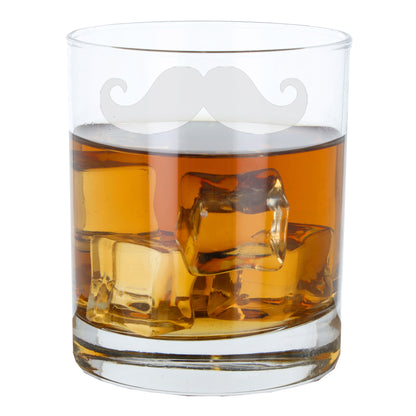 Funny Gift for Men Moustache Engraved Whisky Glass and/or Coaster Set  - Always Looking Good -   