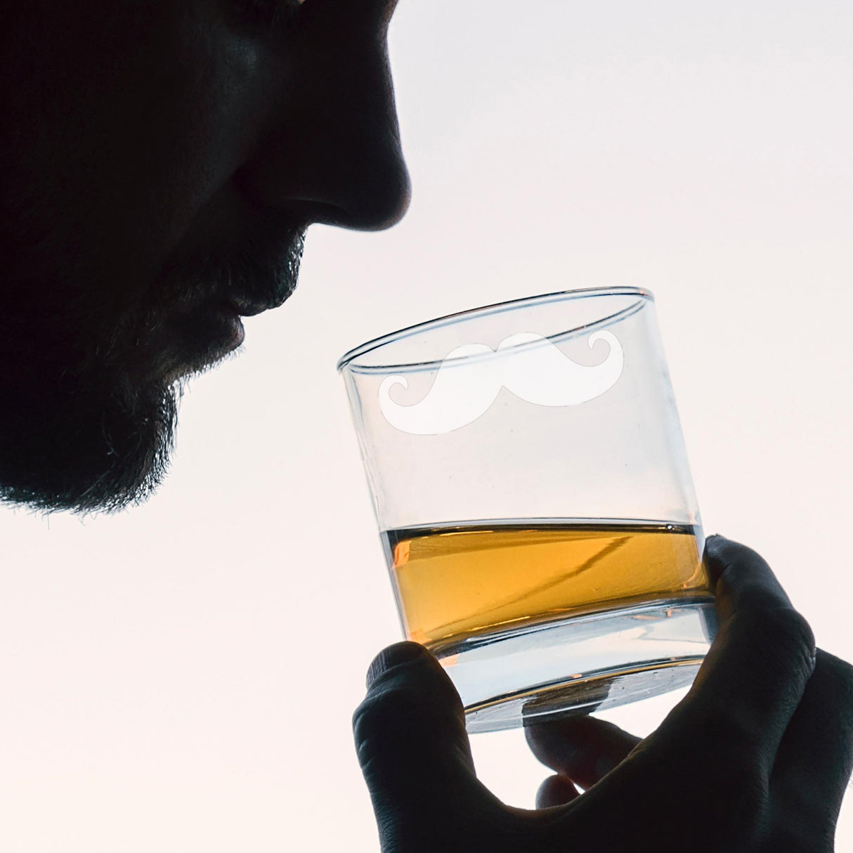 Funny Gift for Men Moustache Engraved Whisky Glass and/or Coaster Set  - Always Looking Good -   