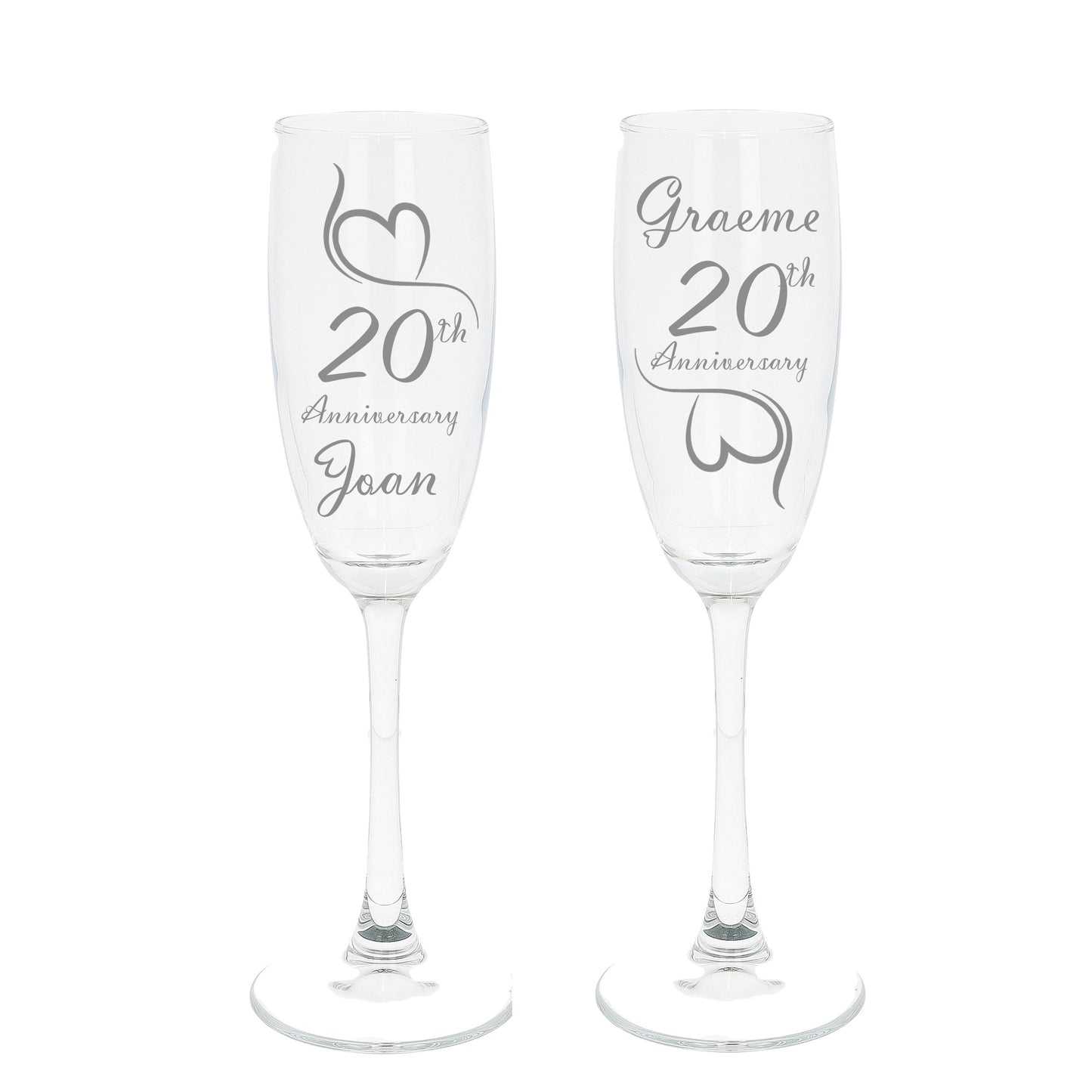 Engraved 20th China Wedding Anniversary Personalised Engraved Champagne Glass Gift Set  - Always Looking Good -   