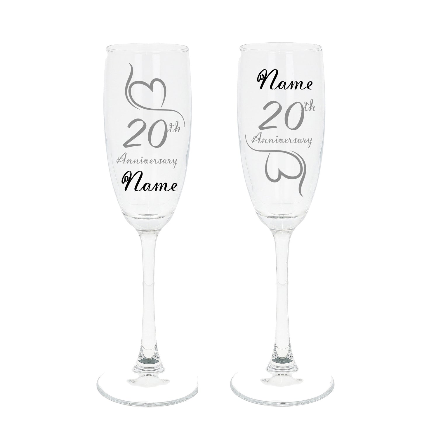 Engraved 20th China Wedding Anniversary Personalised Engraved Champagne Glass Gift Set  - Always Looking Good -   