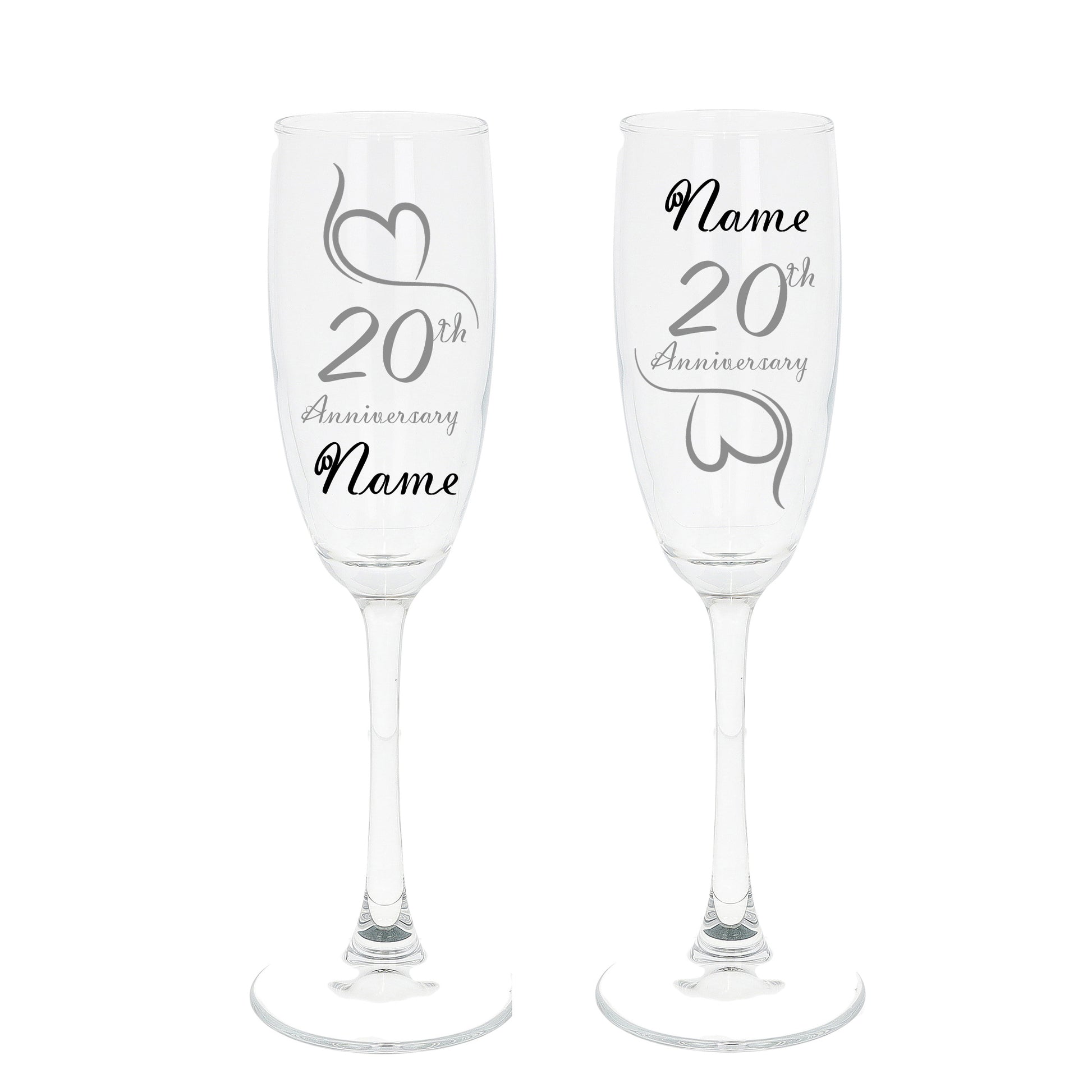 Engraved 20th China Wedding Anniversary Personalised Engraved Champagne Glass Gift Set  - Always Looking Good -   