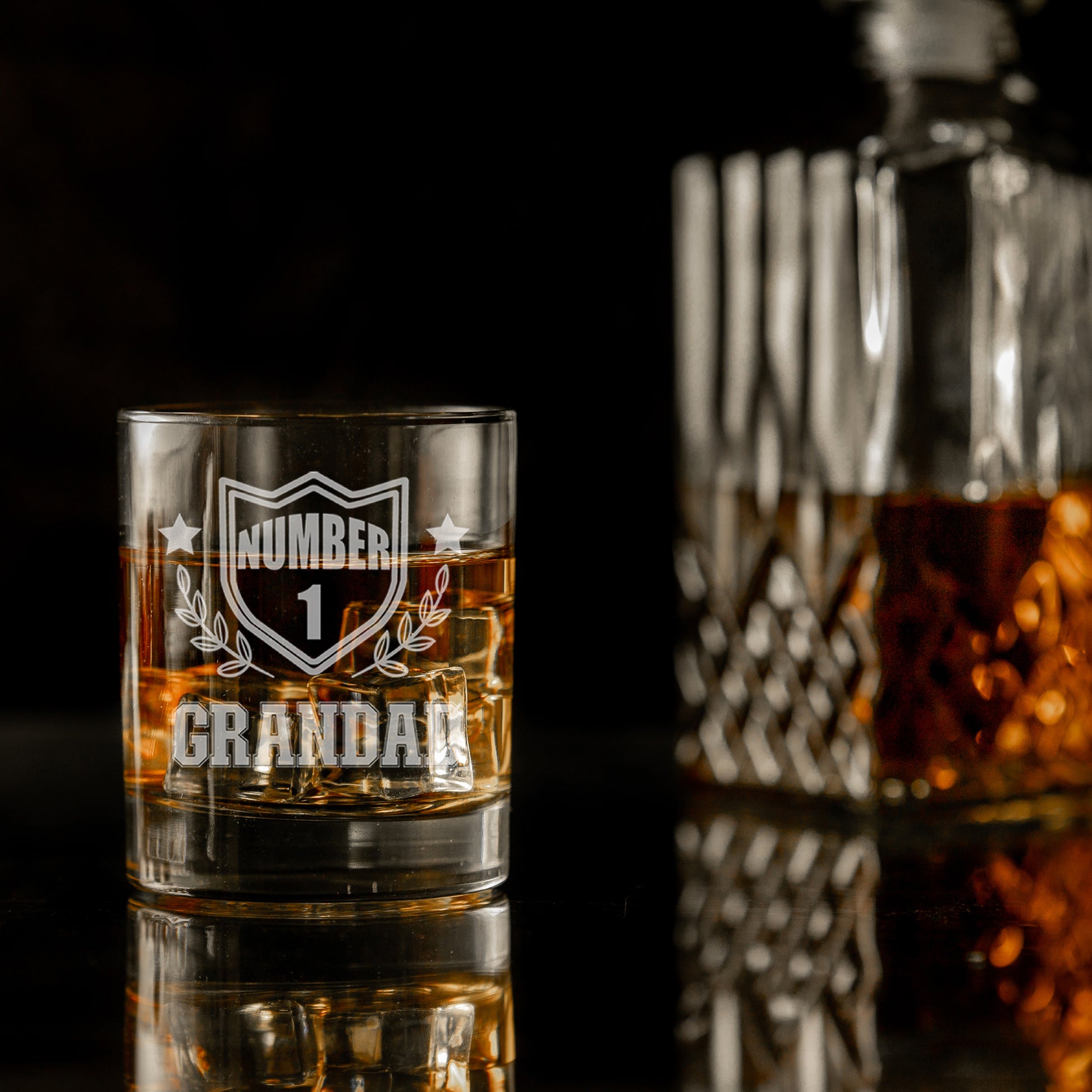 Engraved "Number 1 Grandad" Whisky Glass and/or Coaster Set  - Always Looking Good -   