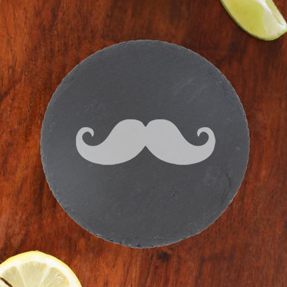 Engraved Funny Gift for Men Moustache Whisky Glass and/or Coaster Set  - Always Looking Good - Round Coaster Only  