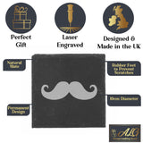 Funny Engraved Wine Glass Moustache Glass and/or Coaster Gift  - Always Looking Good -   