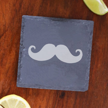 Funny Gift for Men Moustache Engraved Whisky Glass and/or Coaster Set  - Always Looking Good -   