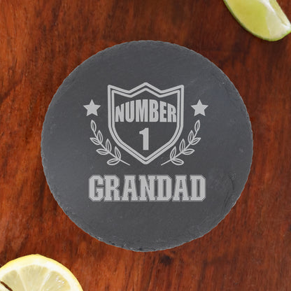Engraved "Number 1 Grandad" Wine Glass and/or Coaster Set  - Always Looking Good -   