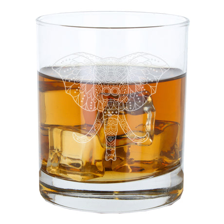 Engraved Elephant Mandala Whisky Glass and/or Coaster Set  - Always Looking Good -   Whisky Glass Gift