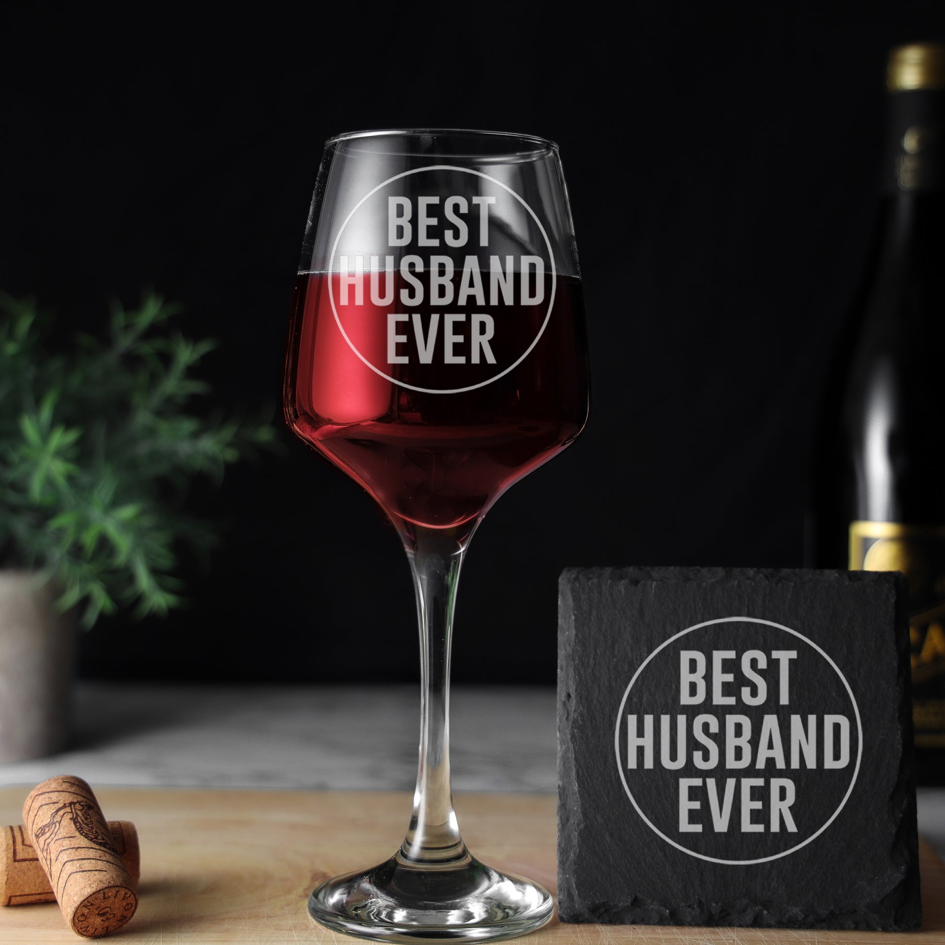 Best Husband Ever Engraved Wine Glass and/or Coaster Gift  - Always Looking Good -   