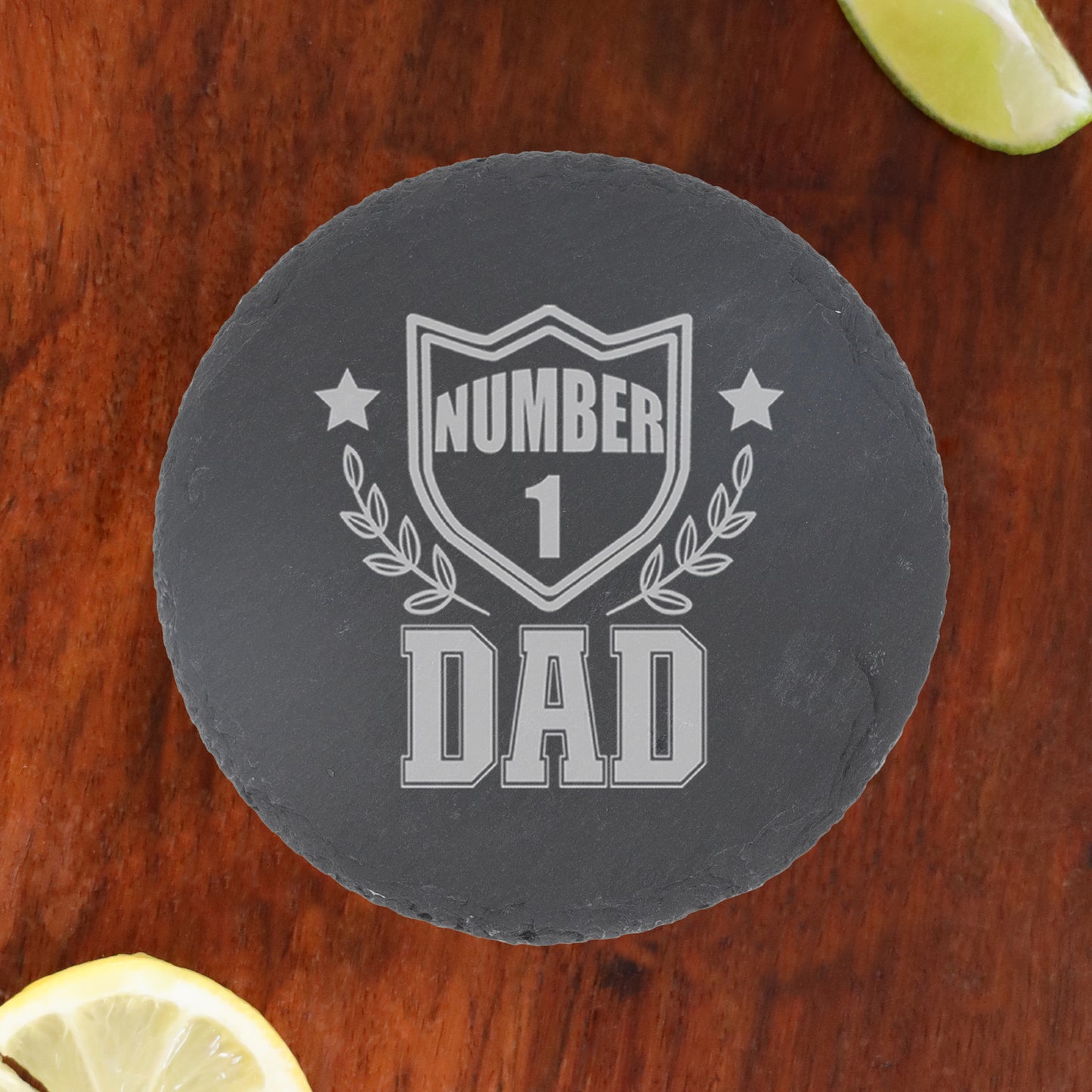 Engraved "Number 1 Dad" Wine Glass and/or Coaster Set  - Always Looking Good -   