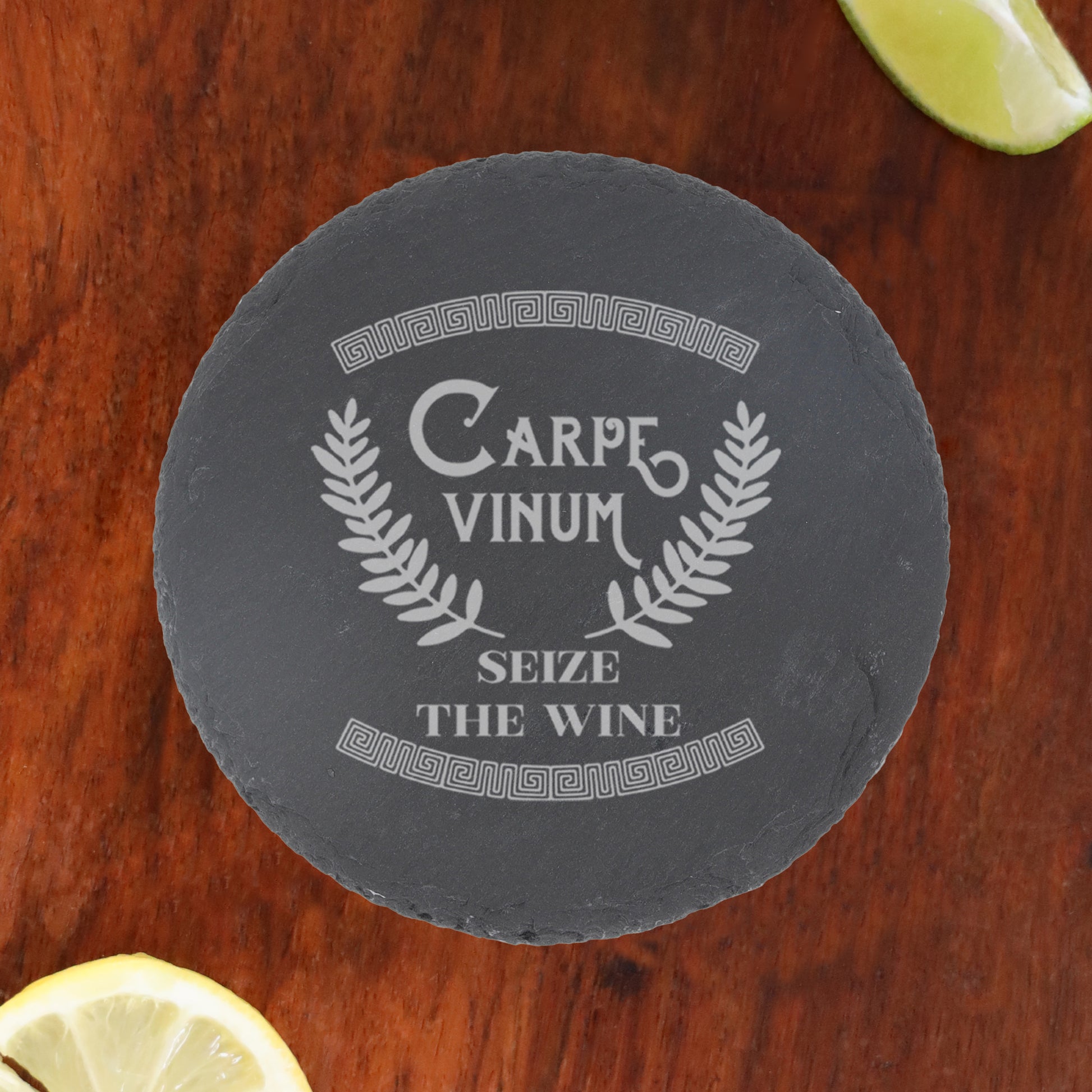 Funny Engraved "Carpe Vinum Seize The Wine" Novelty Wine Glass and/or Coaster Set  - Always Looking Good -   