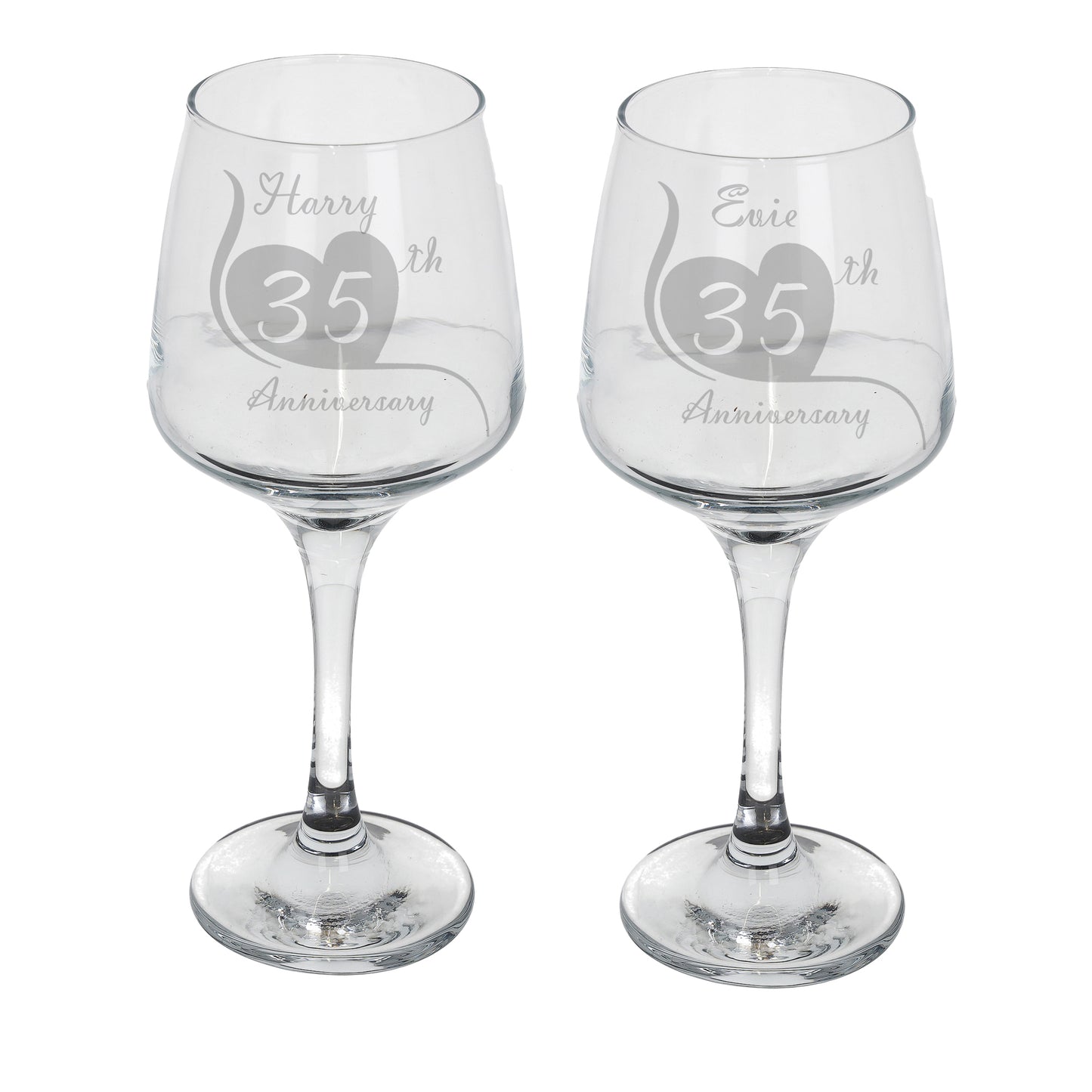 Engraved 35th Coral Wedding Anniversary - Personalised Wine Glass Gift Set  - Always Looking Good -   