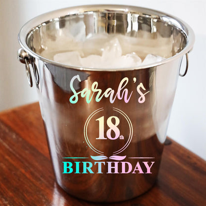 Personalised 18th Birthday Ice Bucket and Glass Gift with Name  - Always Looking Good -   