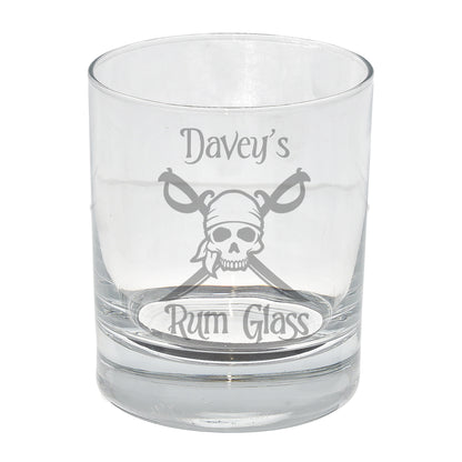 Personalised Engraved Rum Glass Skull Pirate Design  - Always Looking Good -   