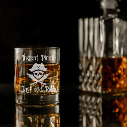 Personalised Engraved "Instant Pirate" Rum Glass and/or Coaster Set  - Always Looking Good -   