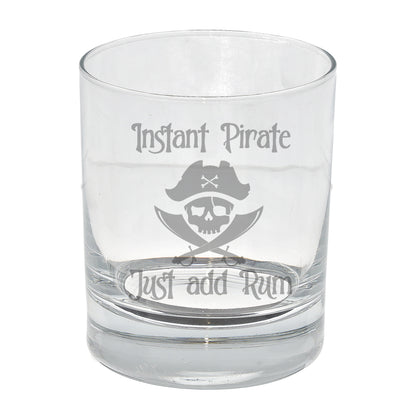 Personalised Engraved "Instant Pirate" Rum Glass and/or Coaster Set  - Always Looking Good -   