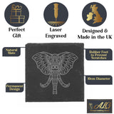 Engraved Elephant Mandala Whisky Glass and/or Coaster Set  - Always Looking Good -   Whisky Glass Gift