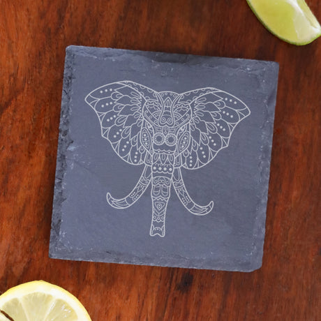 Engraved Elephant Mandala Whisky Glass and/or Coaster Set  - Always Looking Good -   Whisky Glass Gift