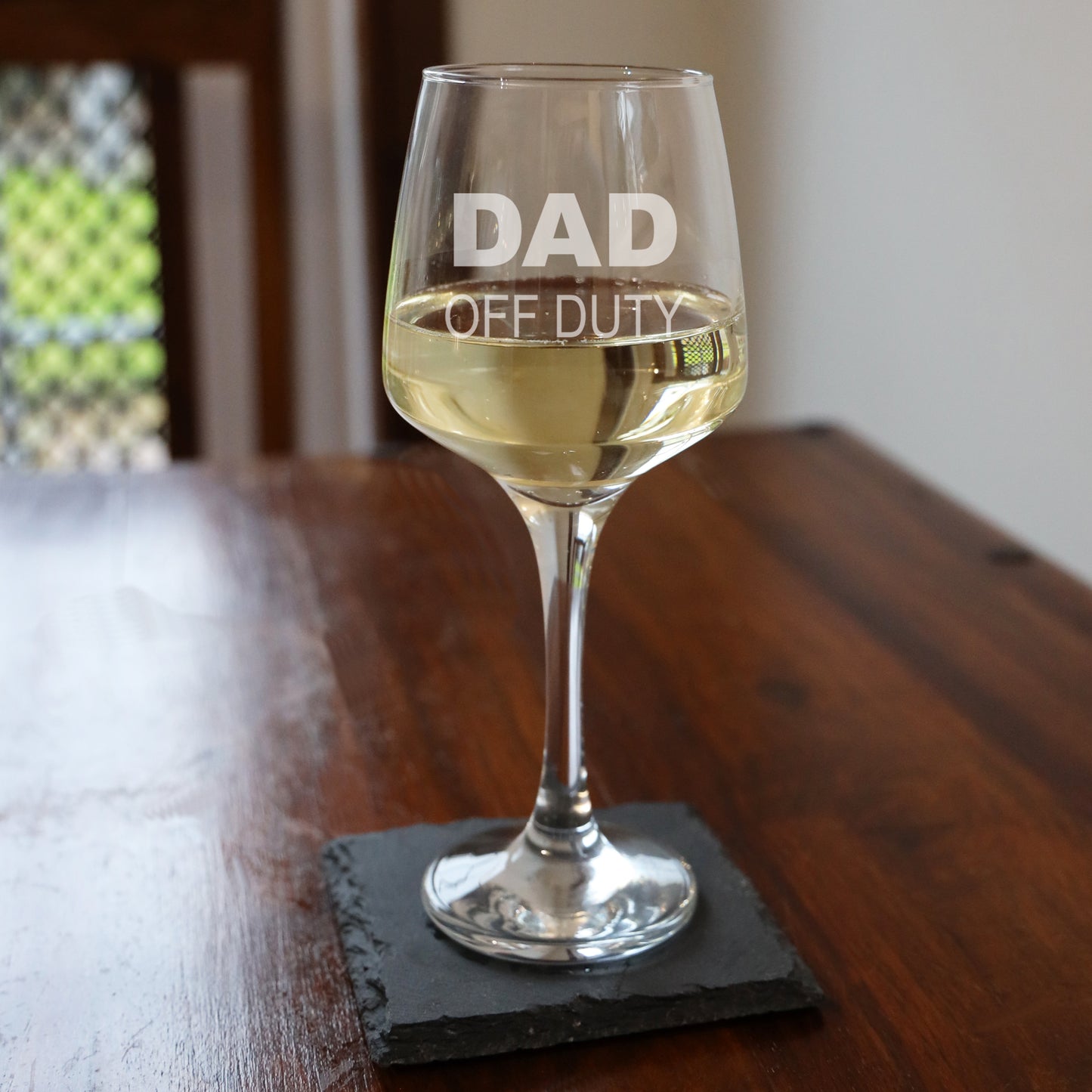 Engraved "Dad Off Duty" Novelty Wine Glass and/or Coaster Set  - Always Looking Good -   