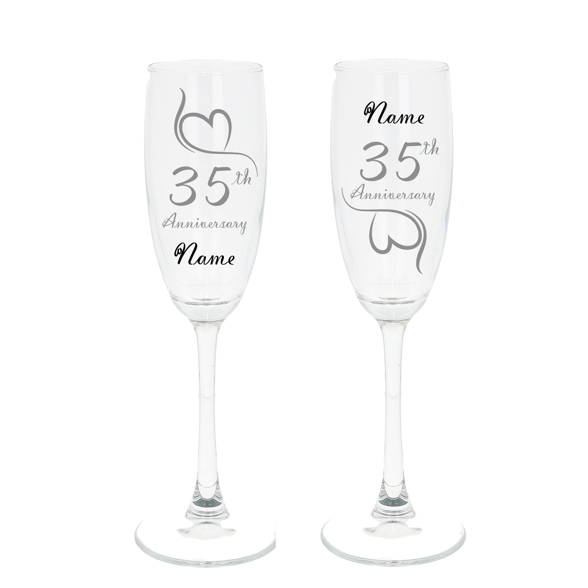 Engraved 35th Coral Wedding Anniversary Personalised Engraved Champagne Glass Gift Set  - Always Looking Good -   