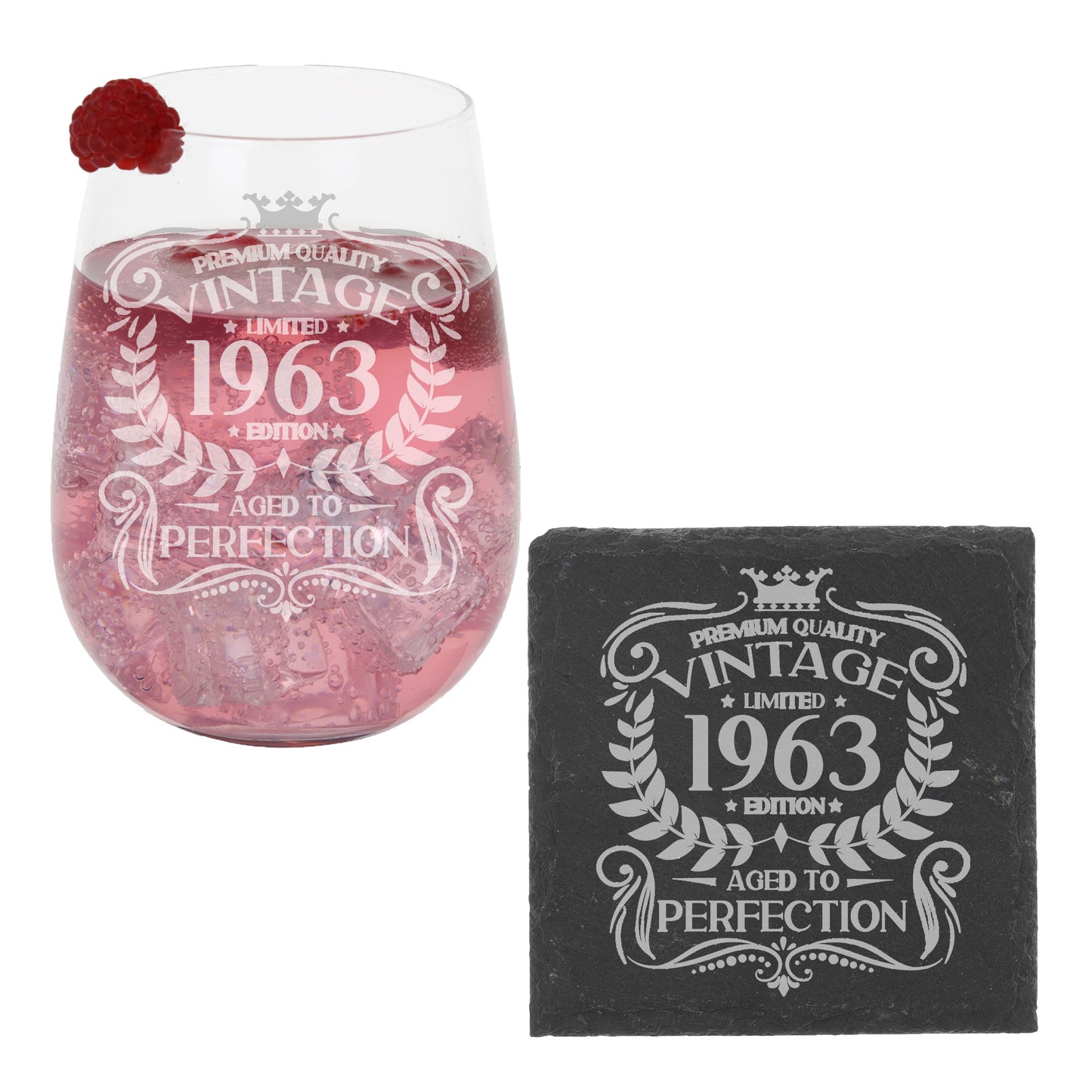 Vintage 1963 60th Birthday Engraved Stemless Gin Glass Gift  - Always Looking Good -   