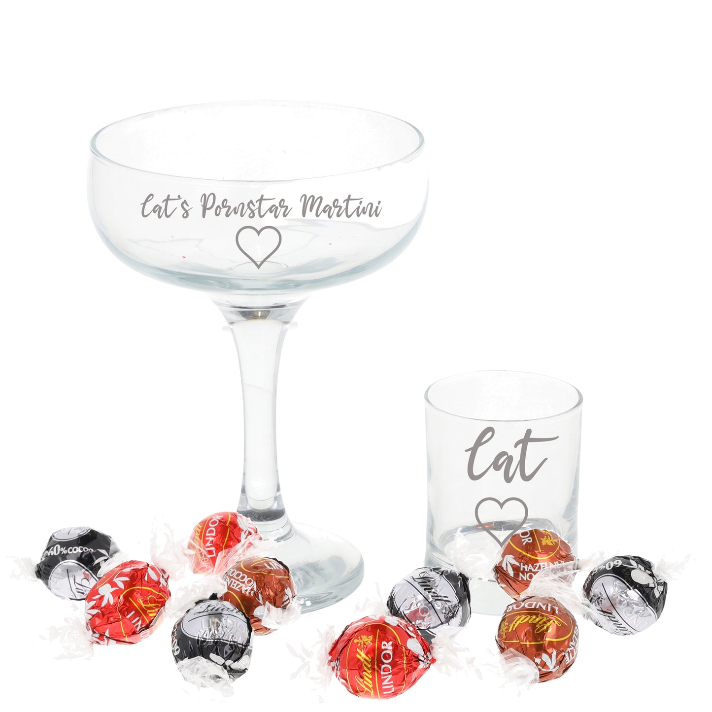 Engraved Personalised Pornstar Martini Cocktail Glass and Shot Glass Set  - Always Looking Good -   